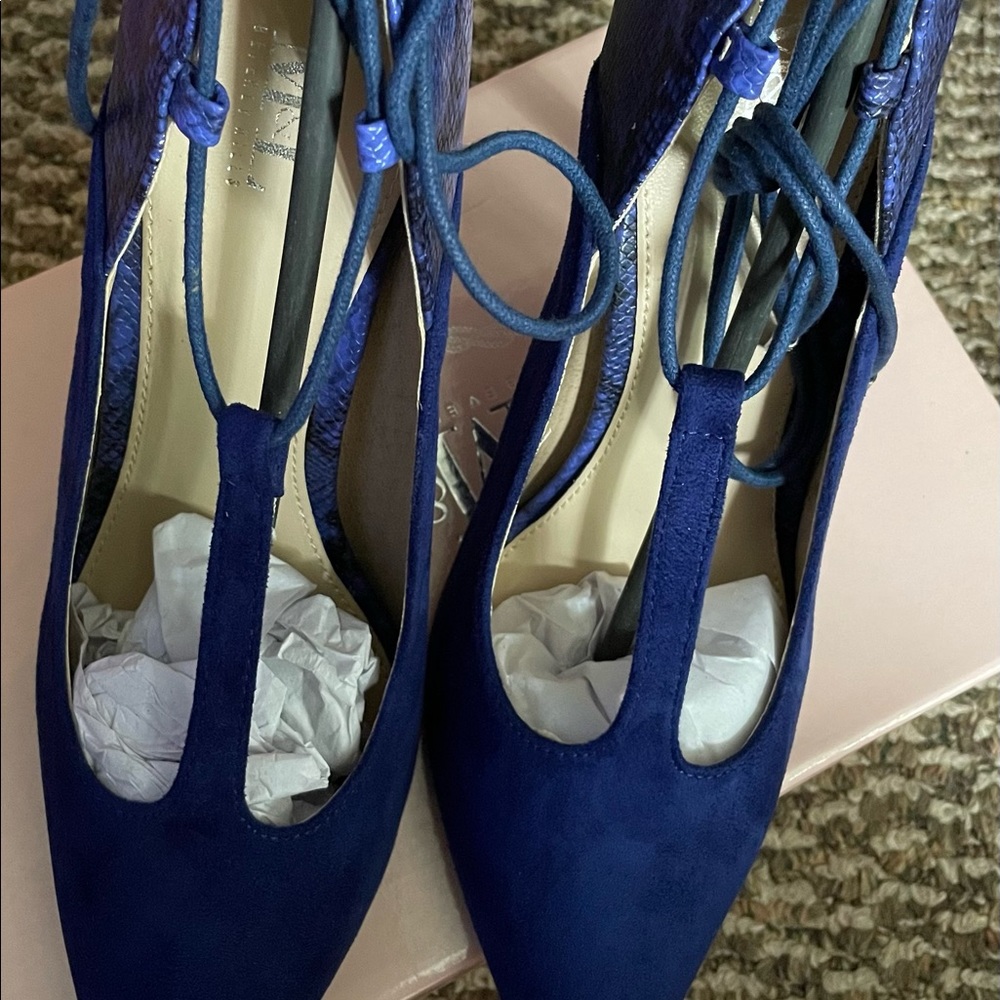 Royal blue ultra suede heels